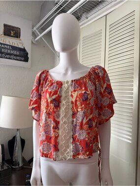 Miss Me floral orange Women's top size S